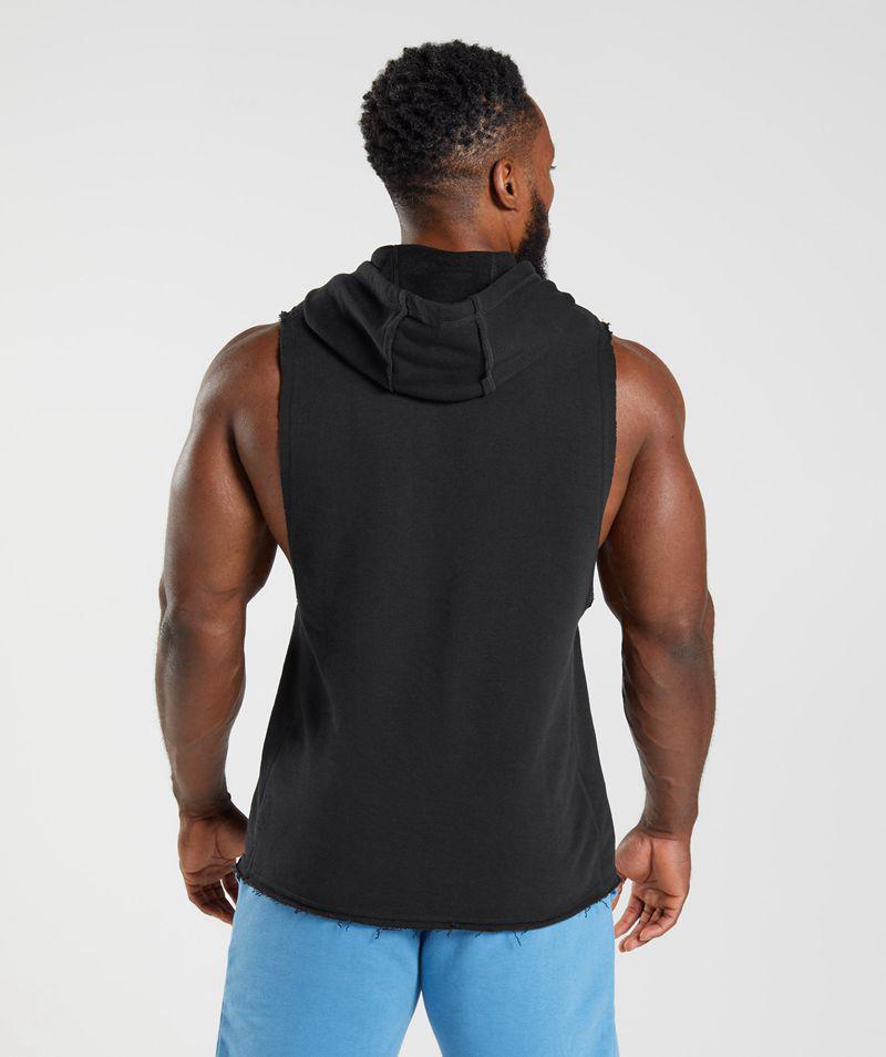 Gymshark Legacy Drop Arm Kapucnis Pulóver Férfi Fekete  Hungary |  VNJWR-0145