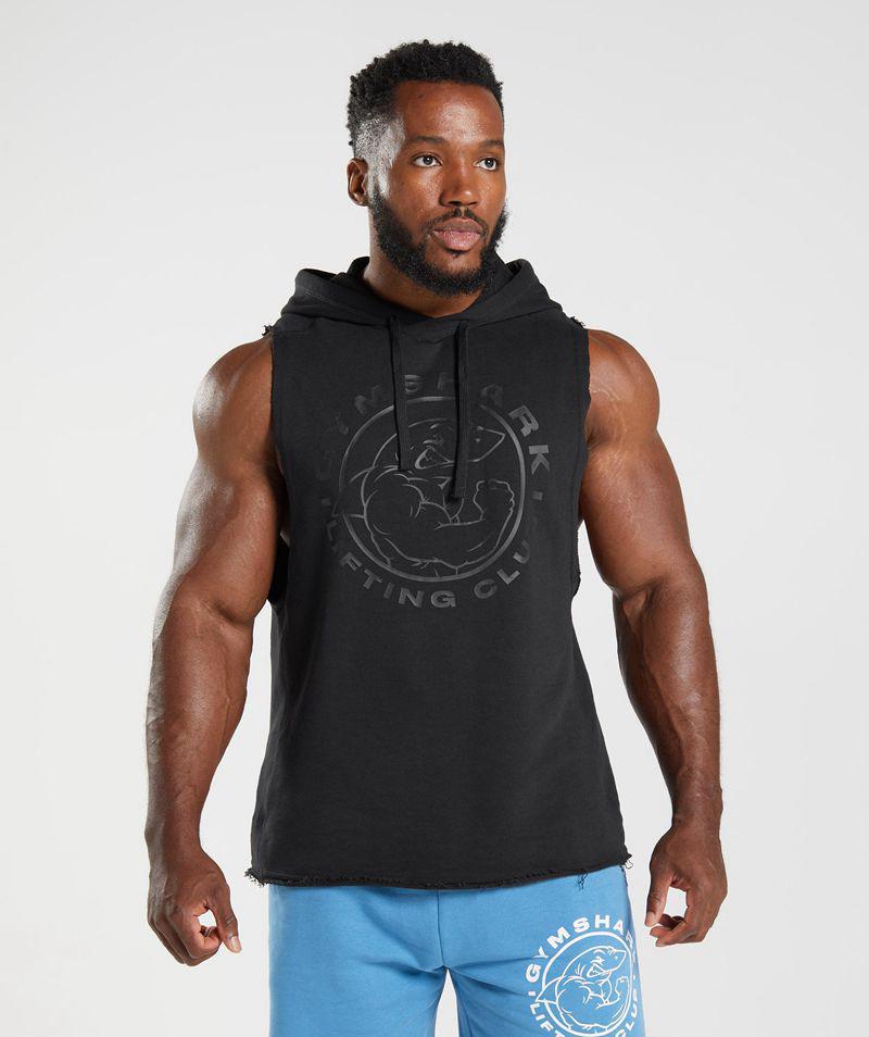 Gymshark Legacy Drop Arm Kapucnis Pulóver Férfi Fekete  Hungary |  VNJWR-0145