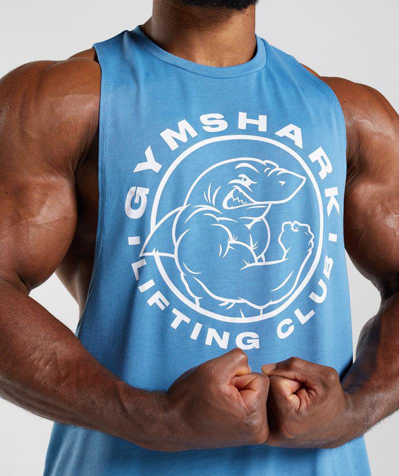 Gymshark Legacy Drop Arm Ujjatlan Póló Férfi Kék  Hungary |  PBVWR-5147