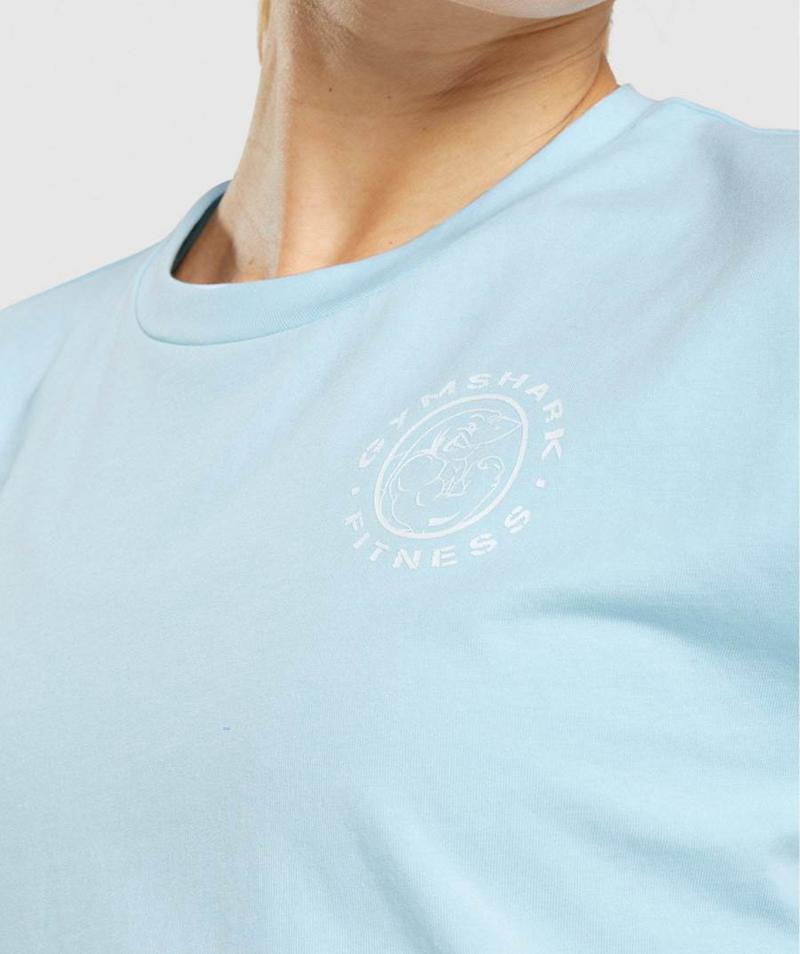 Gymshark Legacy Grafika Crop Tee Vágott Felsők Női Kék  Hungary |  XHOCI-5827