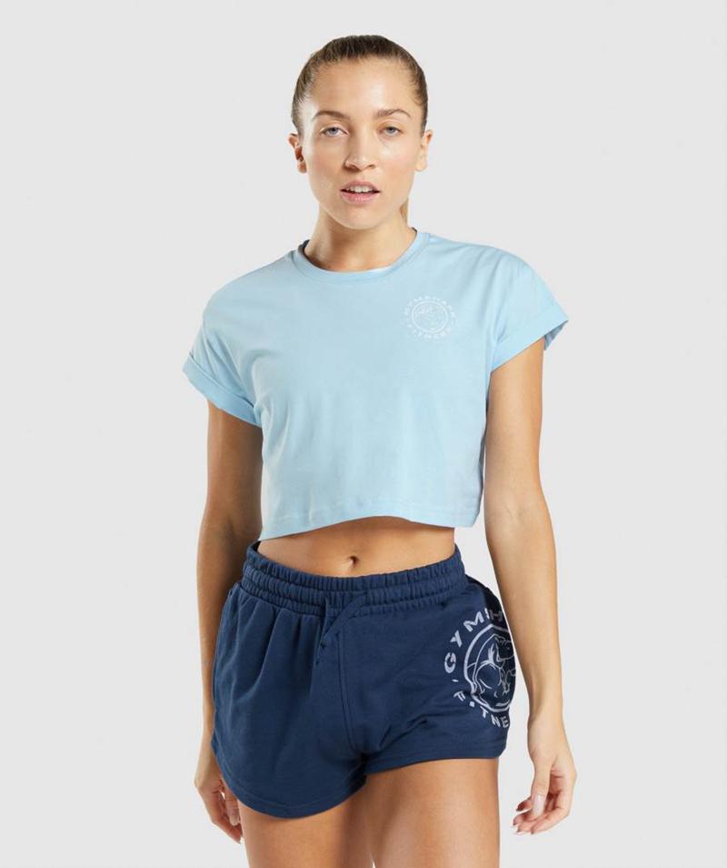 Gymshark Legacy Grafika Crop Tee Vágott Felsők Női Kék  Hungary |  XHOCI-5827