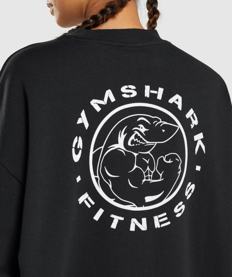 Gymshark Legacy Grafika Pulóverek Női Fekete  Hungary |  SQTEA-7209