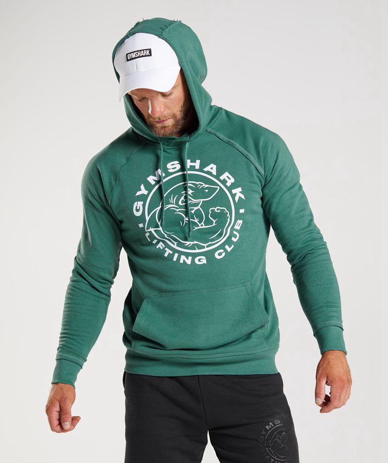 Gymshark Legacy Kapucnis Pulóver Férfi Zöld  Hungary |  HMYCB-3160