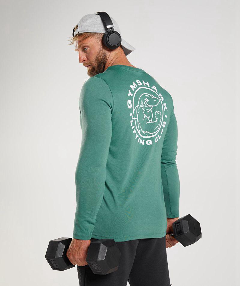 Gymshark Legacy Long Sleeve T-Shirts Férfi Zöld  Hungary |  KMLYC-8560