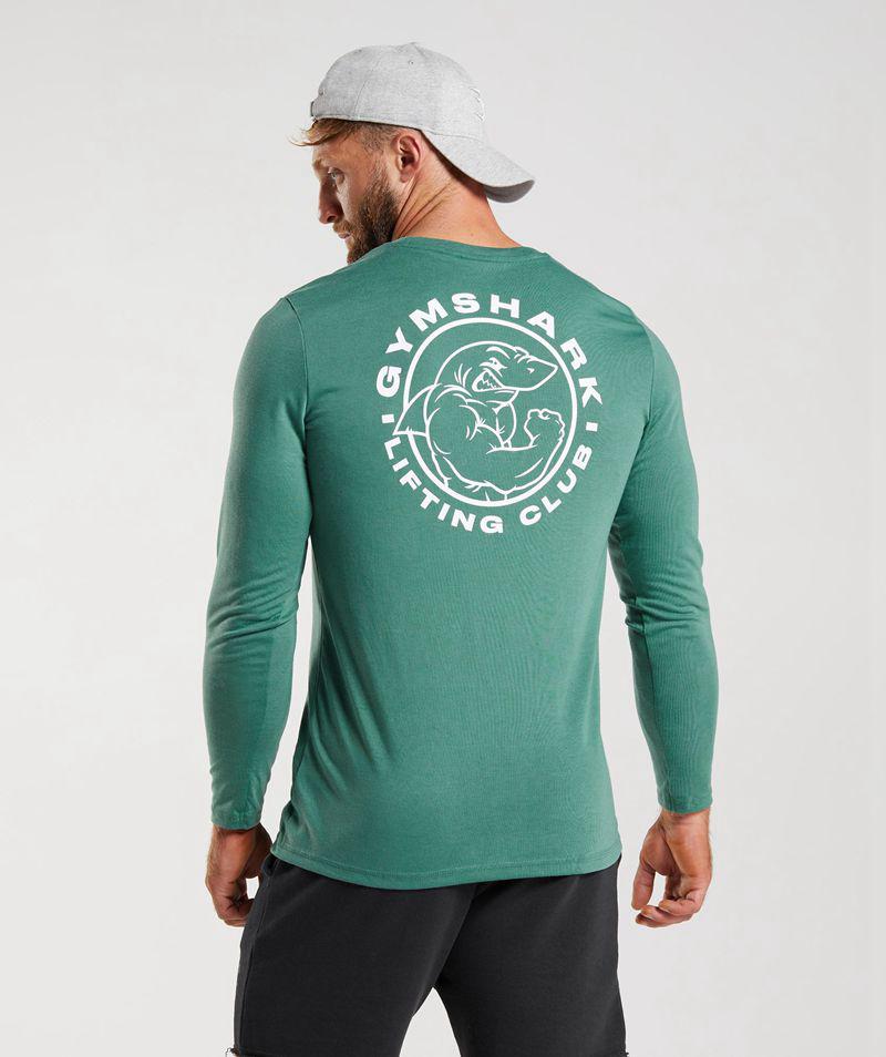 Gymshark Legacy Long Sleeve T-Shirts Férfi Zöld  Hungary |  KMLYC-8560