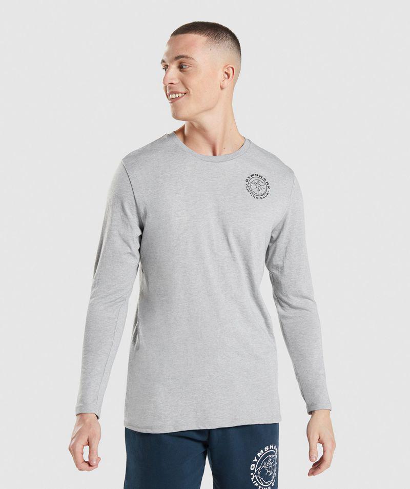 Gymshark Legacy Long Sleeve T-Shirts Férfi Világos Szürke  Hungary |  QUNZF-8512