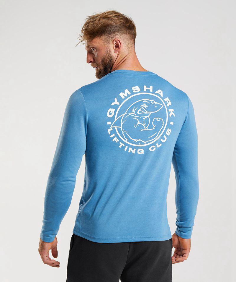 Gymshark Legacy Long Sleeve T-Shirts Férfi Kék  Hungary |  UMBZL-9254