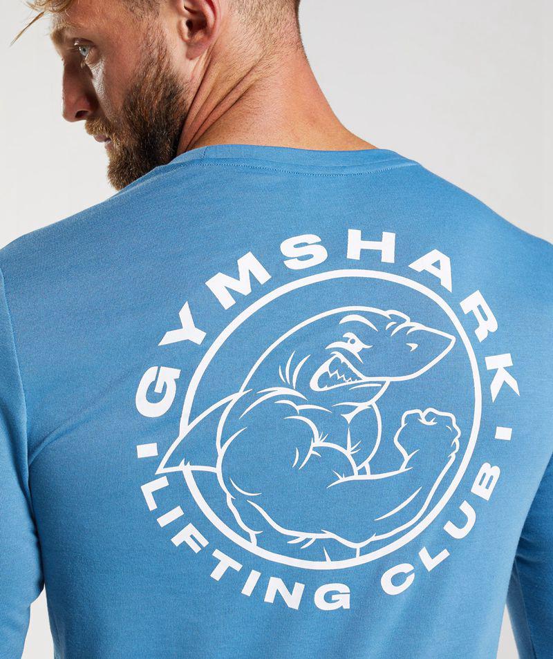 Gymshark Legacy Long Sleeve T-Shirts Férfi Kék  Hungary |  UMBZL-9254