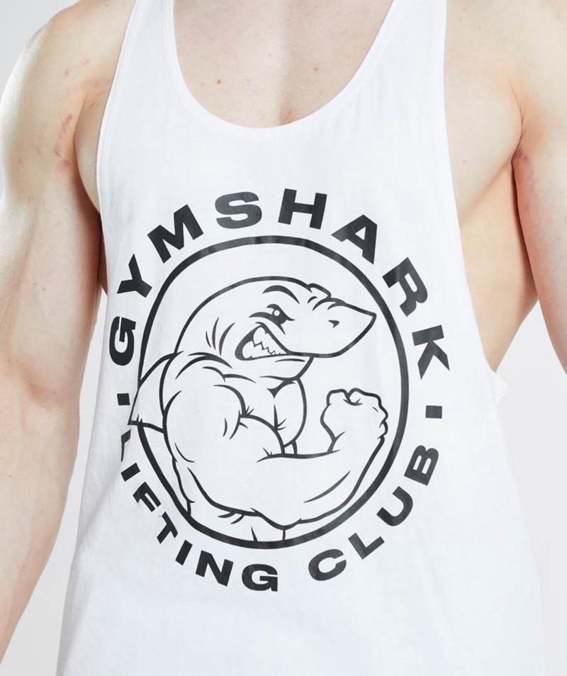 Gymshark Legacy Stringer Ujjatlan Póló Férfi Fehér  Hungary |  LPWSF-2637