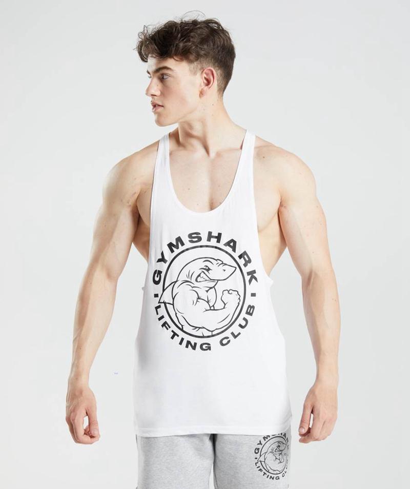 Gymshark Legacy Stringer Ujjatlan Póló Férfi Fehér  Hungary |  LPWSF-2637