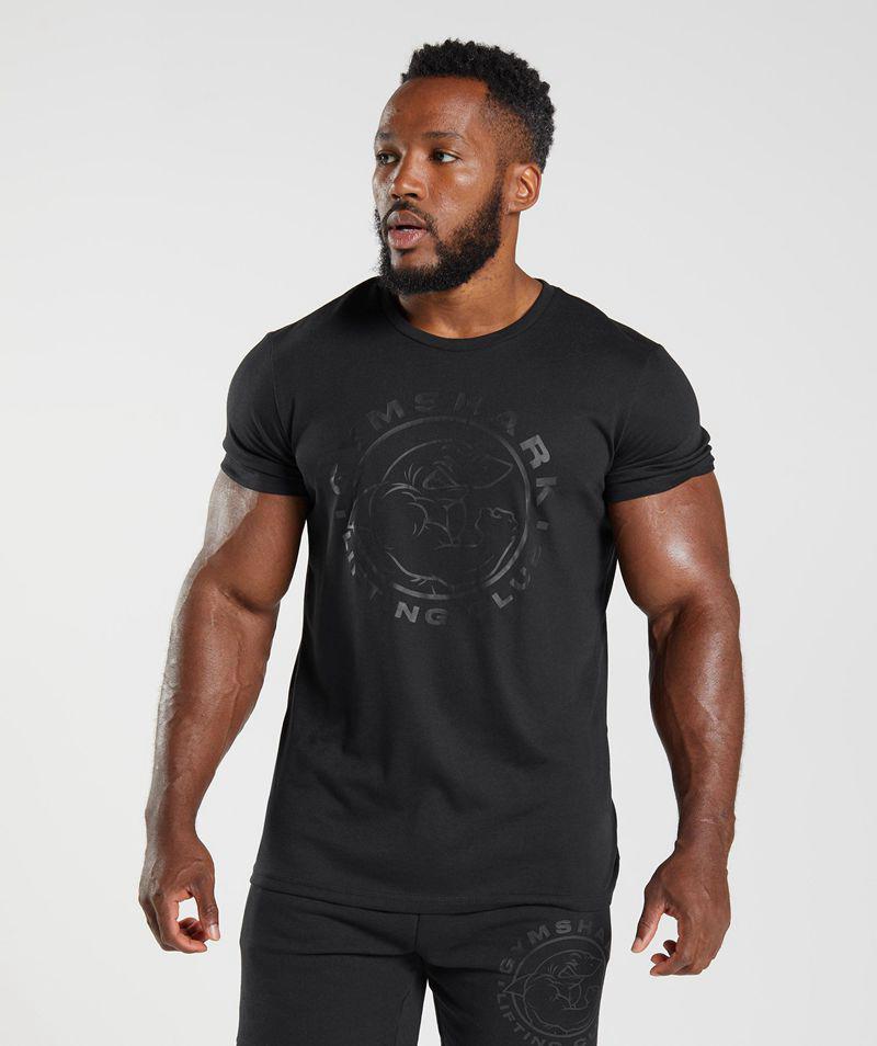 Gymshark Legacy T-Shirts Férfi Fekete  Hungary |  ZUFXG-0589