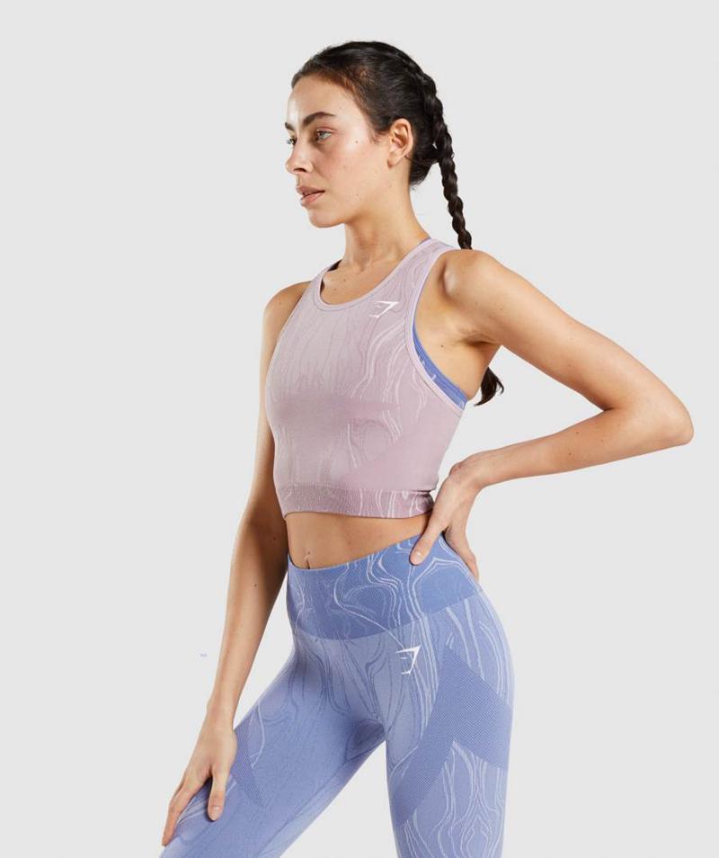 Gymshark Mercury Seamless Crop Ujjatlan Póló Női Világos Lila  Hungary |  KQOLG-4035