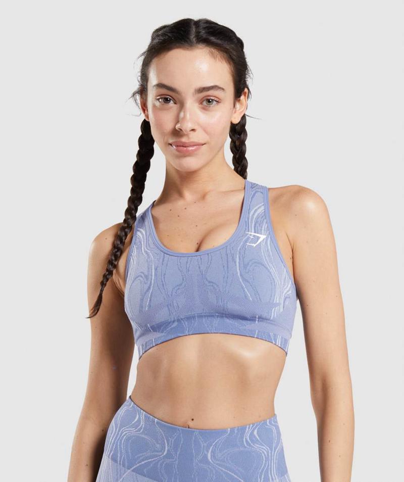 Gymshark Mercury Seamless Sportmelltartó Női Kék  Hungary |  PITRL-5028