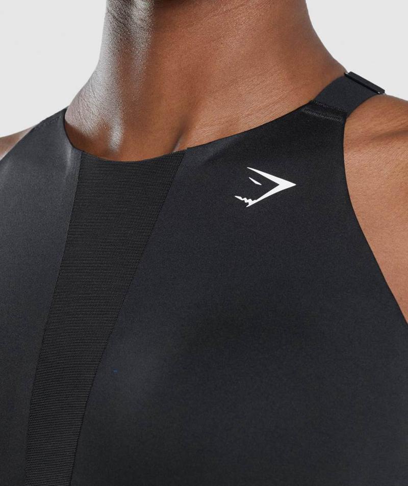 Gymshark Mesh Neckline 2.0 Sportmelltartó Női Fekete  Hungary |  TZRES-0713