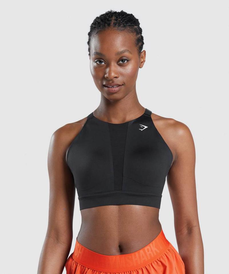 Gymshark Mesh Neckline 2.0 Sportmelltartó Női Fekete  Hungary |  TZRES-0713