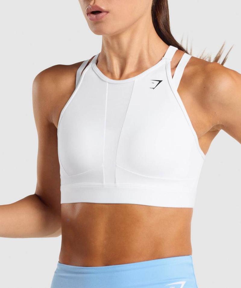 Gymshark Mesh Neckline Sportmelltartó Női Fehér  Hungary |  CDQRV-8546