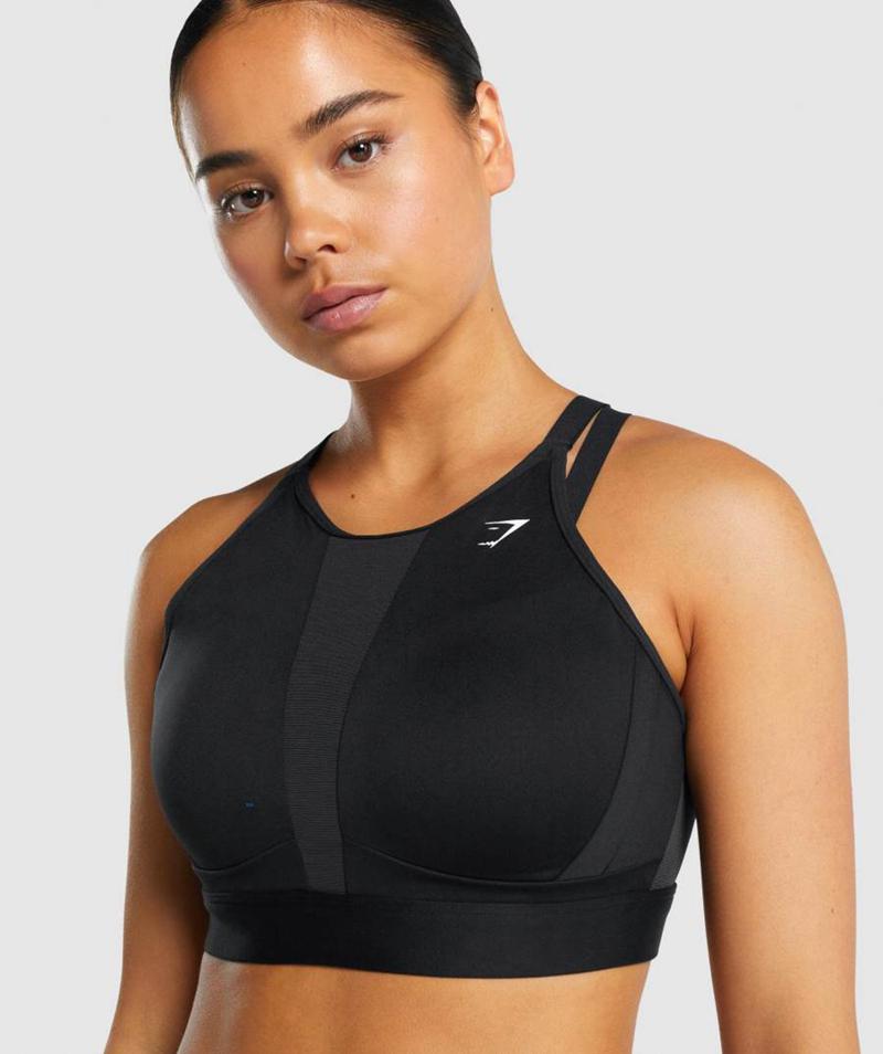 Gymshark Mesh Neckline Sportmelltartó Női Fekete  Hungary |  OMAWR-8204