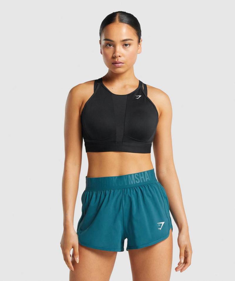 Gymshark Mesh Neckline Sportmelltartó Női Fekete  Hungary |  OMAWR-8204