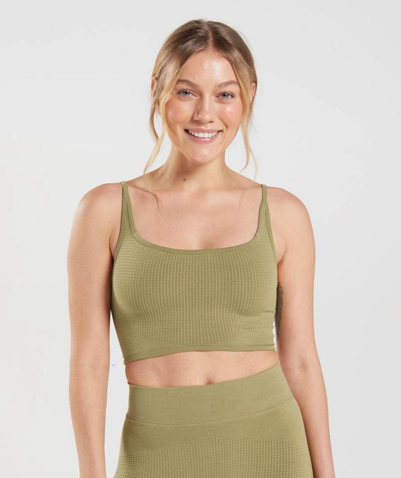 Gymshark Pause Seamless Bralette Sportmelltartó Női Zöld  Hungary |  SNGEM-6987