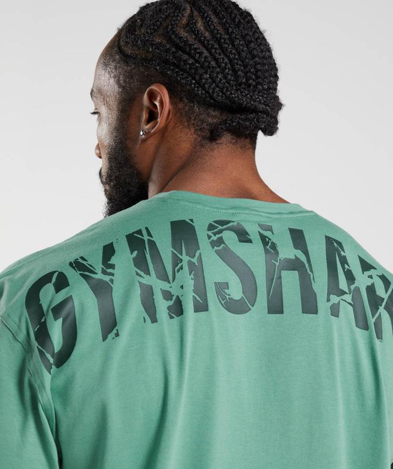 Gymshark Power T-Shirts Férfi Mélyzöld Zöld  Hungary |  SCIMB-8627