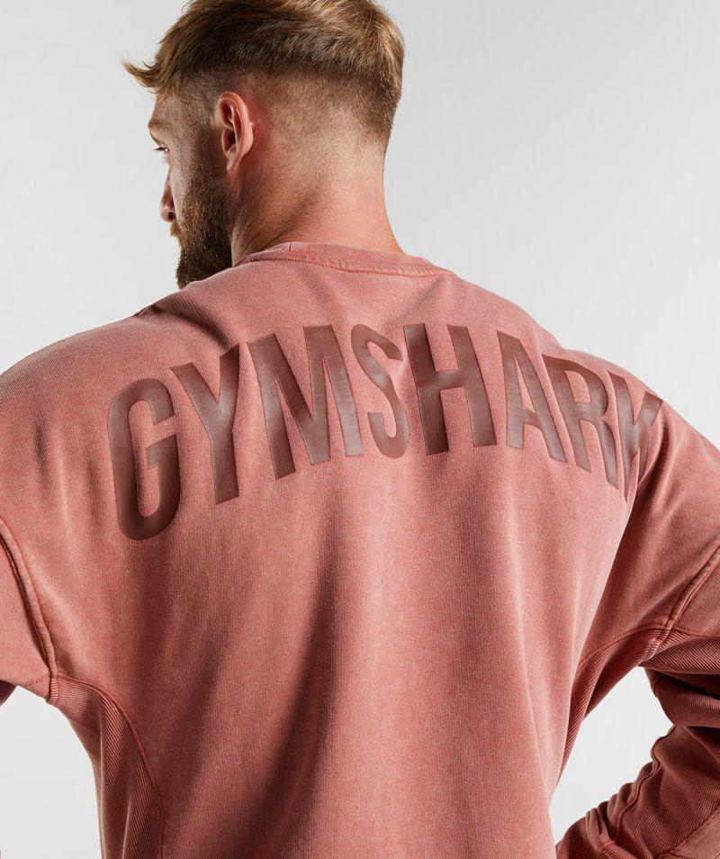 Gymshark Power Washed Crew Pulóverek Férfi Rózsaszín  Hungary |  KMYDA-5320