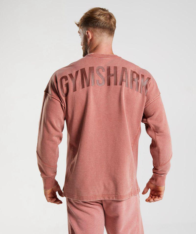 Gymshark Power Washed Crew Pulóverek Férfi Rózsaszín  Hungary |  KMYDA-5320