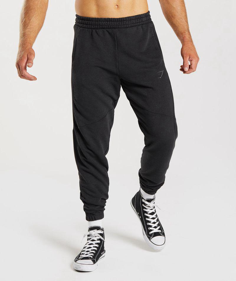 Gymshark Power Washed Jogger Nadrág Férfi Fekete  Hungary |  QZNSL-5314