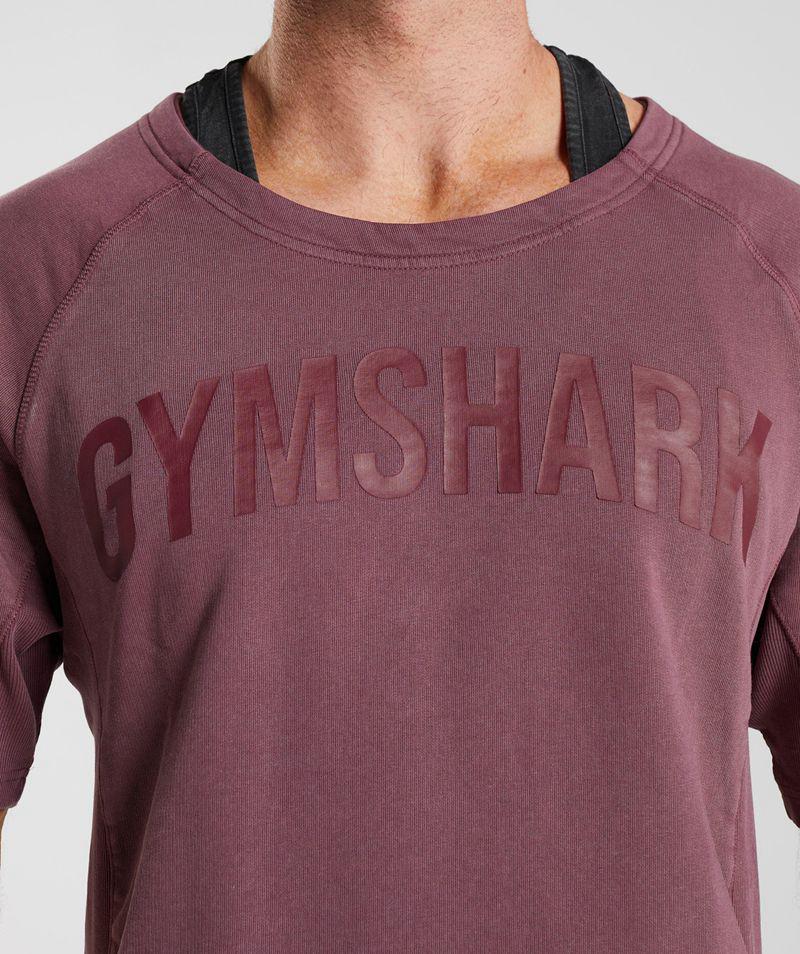 Gymshark Power Washed Rag Felsők Férfi Bordó  Hungary |  EFWVJ-0954