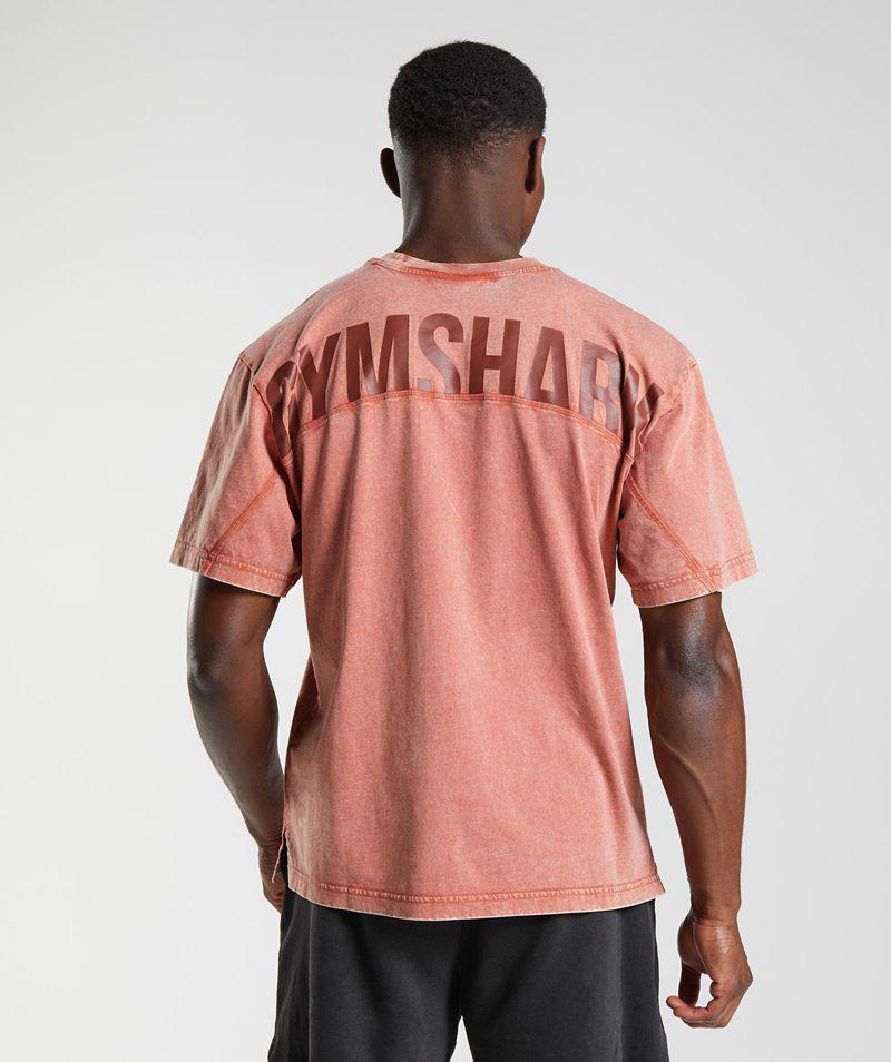 Gymshark Power Washed T-Shirts Férfi Rózsaszín  Hungary |  ISMPK-6503