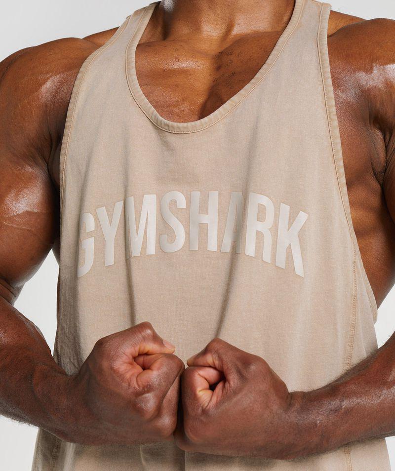 Gymshark Power Washed Ujjatlan Póló Férfi Bézs  Hungary |  JXARP-8943