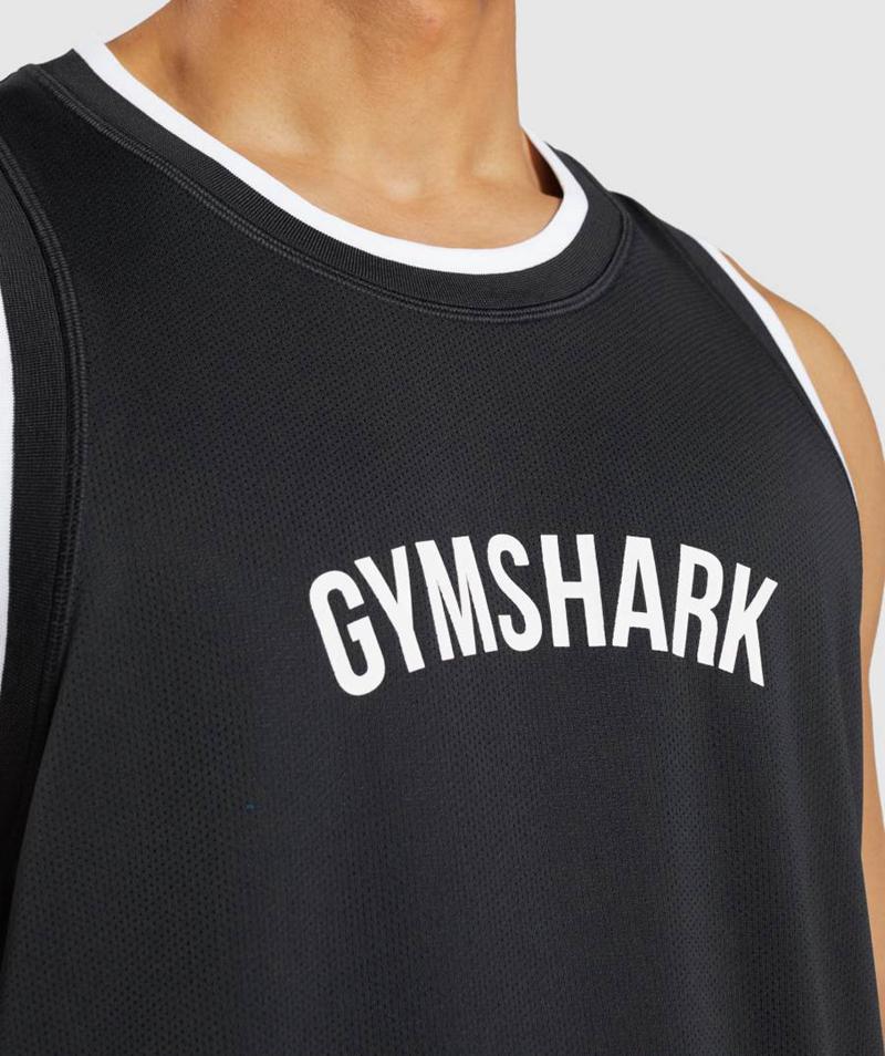 Gymshark Recess Basketball Ujjatlan Póló Férfi Fekete Fehér  Hungary |  MUXRE-4938