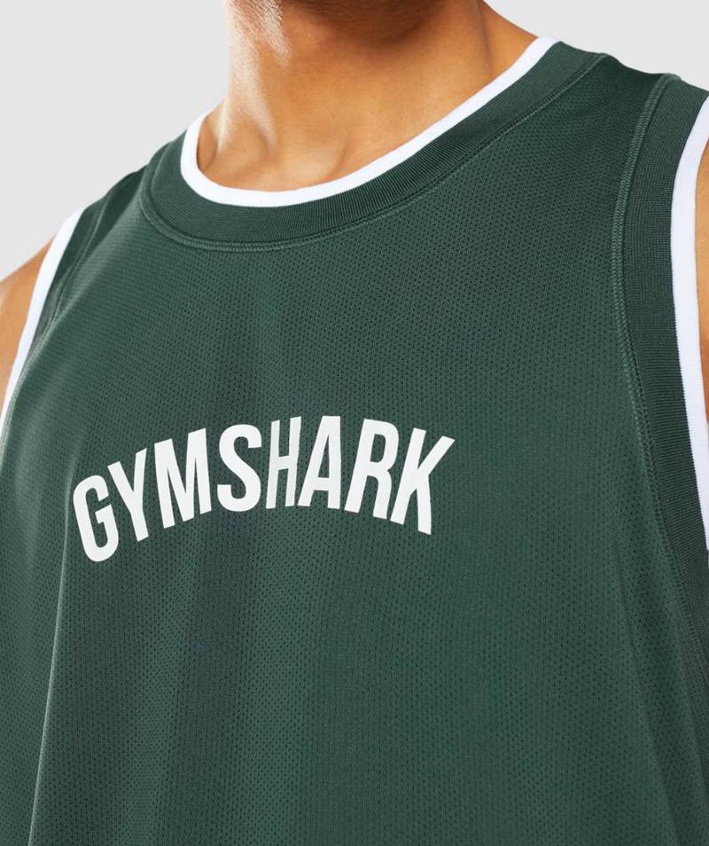 Gymshark Recess Basketball Ujjatlan Póló Férfi Obszidián Fehér Zöld  Hungary |  YKZMG-5376