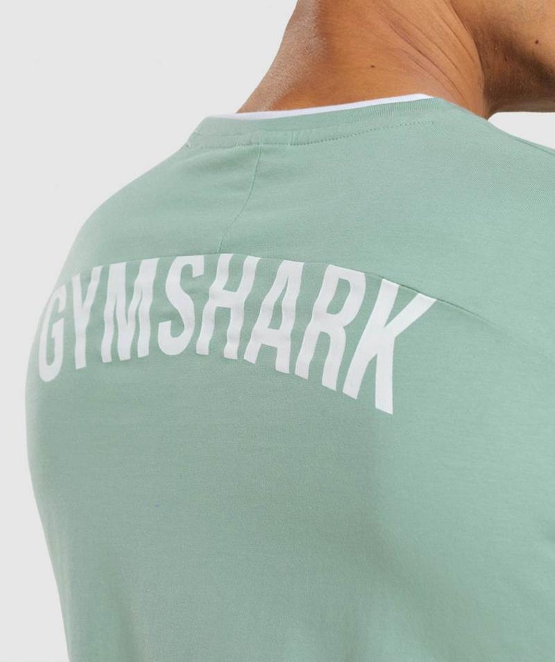 Gymshark Recess T-Shirts Férfi Fehér Kék  Hungary |  LYHET-7021