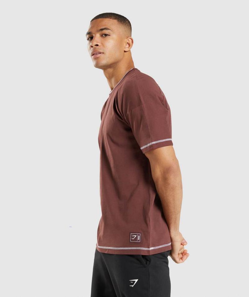 Gymshark Recess T-Shirts Férfi Rózsaszín Fehér Barna  Hungary |  GNPUY-4395