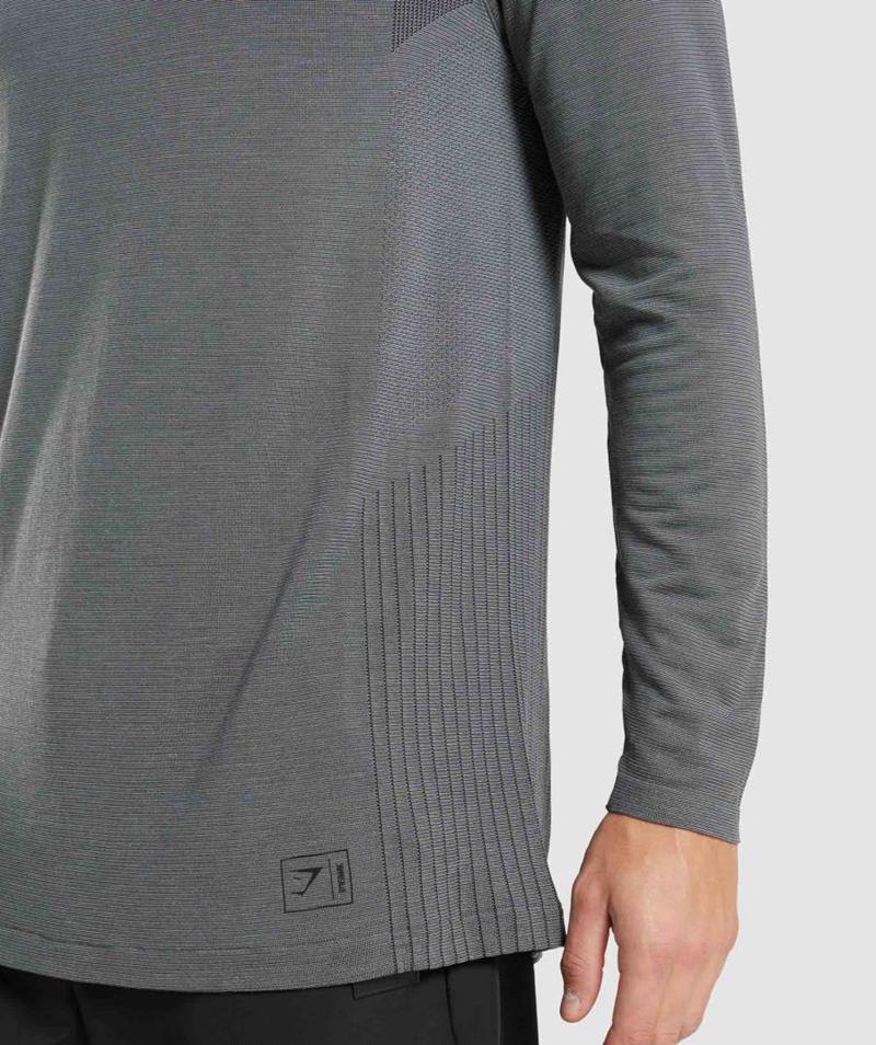 Gymshark Retake Seamless 1/4 Zip Pulóver Férfi Fekete Szürke  Hungary |  ACGEV-7062