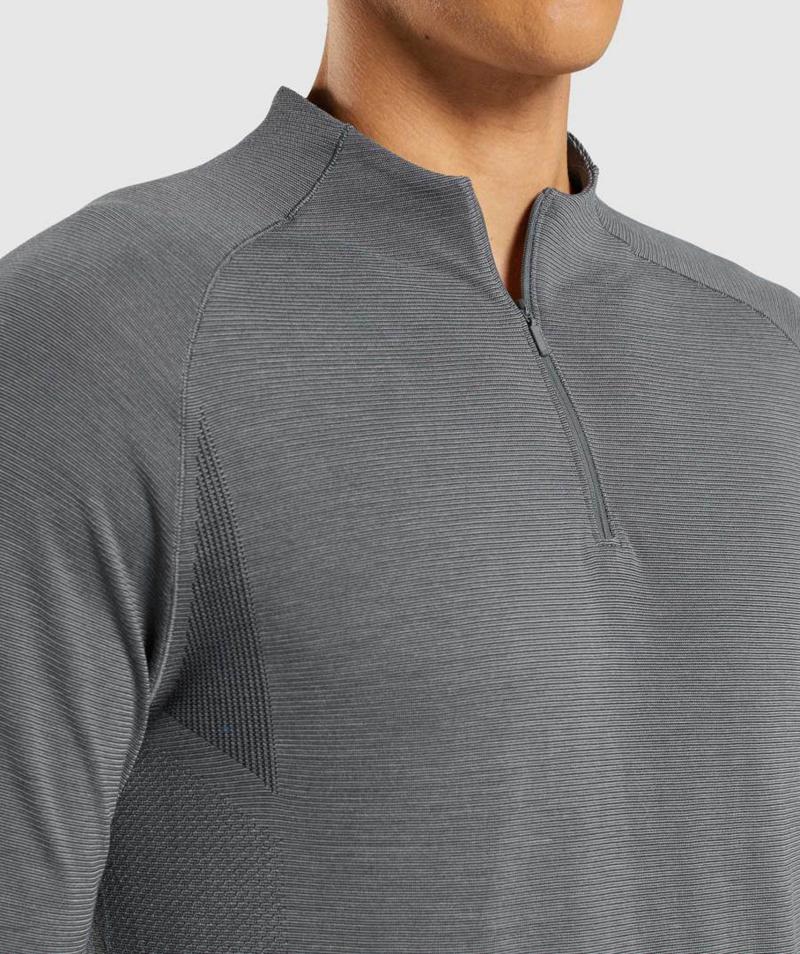 Gymshark Retake Seamless 1/4 Zip Pulóver Férfi Fekete Szürke  Hungary |  ACGEV-7062