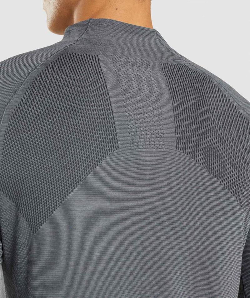 Gymshark Retake Seamless 1/4 Zip Pulóver Férfi Fekete Szürke  Hungary |  ACGEV-7062