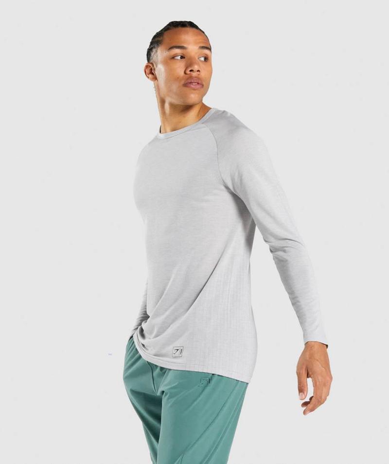 Gymshark Retake Seamless Long Sleeve Pulóverek Férfi Világos Szürke Szürke  Hungary |  KAIQO-1328