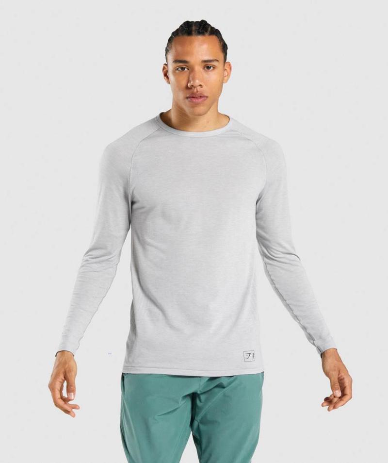 Gymshark Retake Seamless Long Sleeve Pulóverek Férfi Világos Szürke Szürke  Hungary |  KAIQO-1328