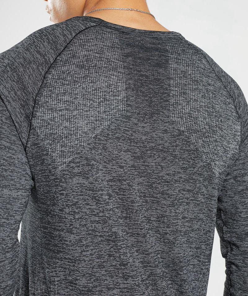 Gymshark Retake Seamless Long Sleeve T-Shirts Férfi Fekete  Hungary |  WYKOH-3680