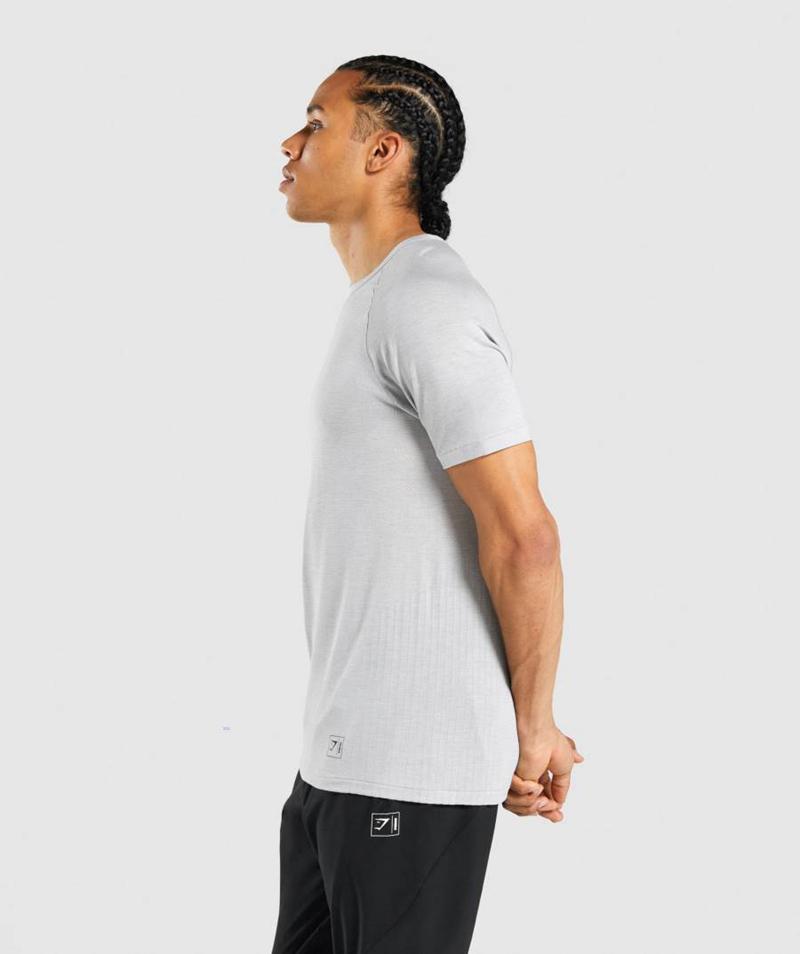 Gymshark Retake Seamless T-Shirts Férfi Világos Szürke Szürke  Hungary |  DXUKS-2317