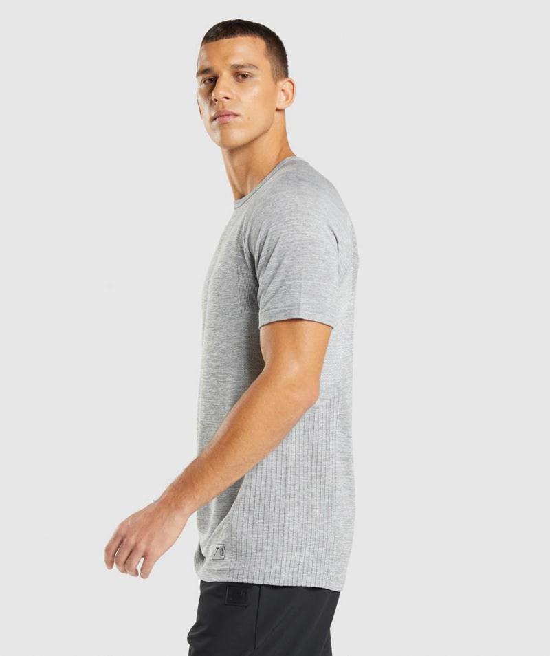 Gymshark Retake Seamless T-Shirts Férfi Világos Fekete Szürke  Hungary |  OSIBF-9643