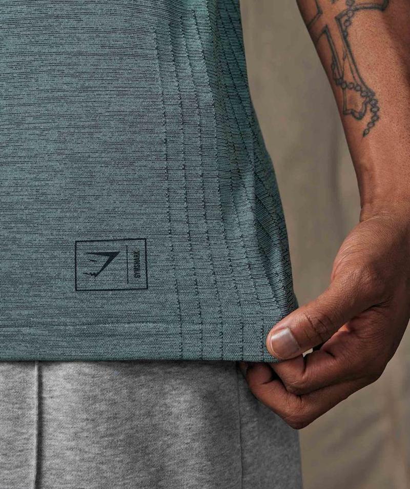 Gymshark Retake Seamless T-Shirts Férfi Fekete Kék  Hungary |  RUXEW-4897