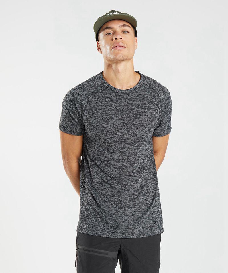 Gymshark Retake Seamless T-Shirts Férfi Fekete  Hungary |  RZTYQ-1693