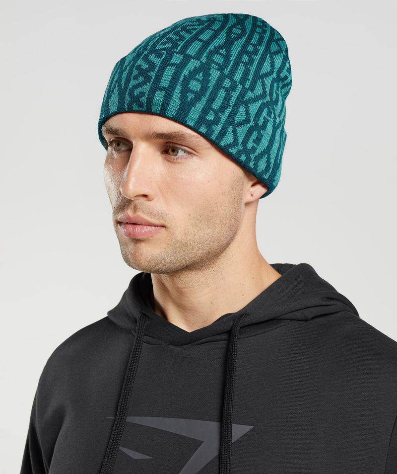 Gymshark Reversable Jacquard Téli Sapka Accessories Türkiz  Hungary |  UVOFT-5370