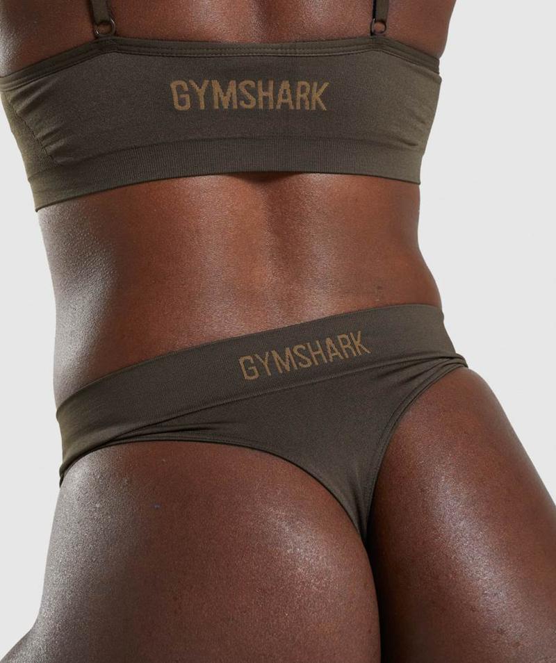 Gymshark Seamless High Rise Tanga Fehérnemű Női Barna  Hungary |  JNCSR-7592