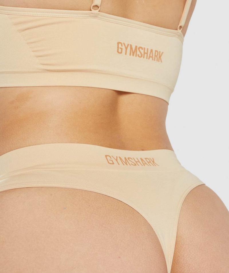 Gymshark Seamless High Rise Tanga Fehérnemű Női Világos Barna  Hungary |  OAUXM-3516