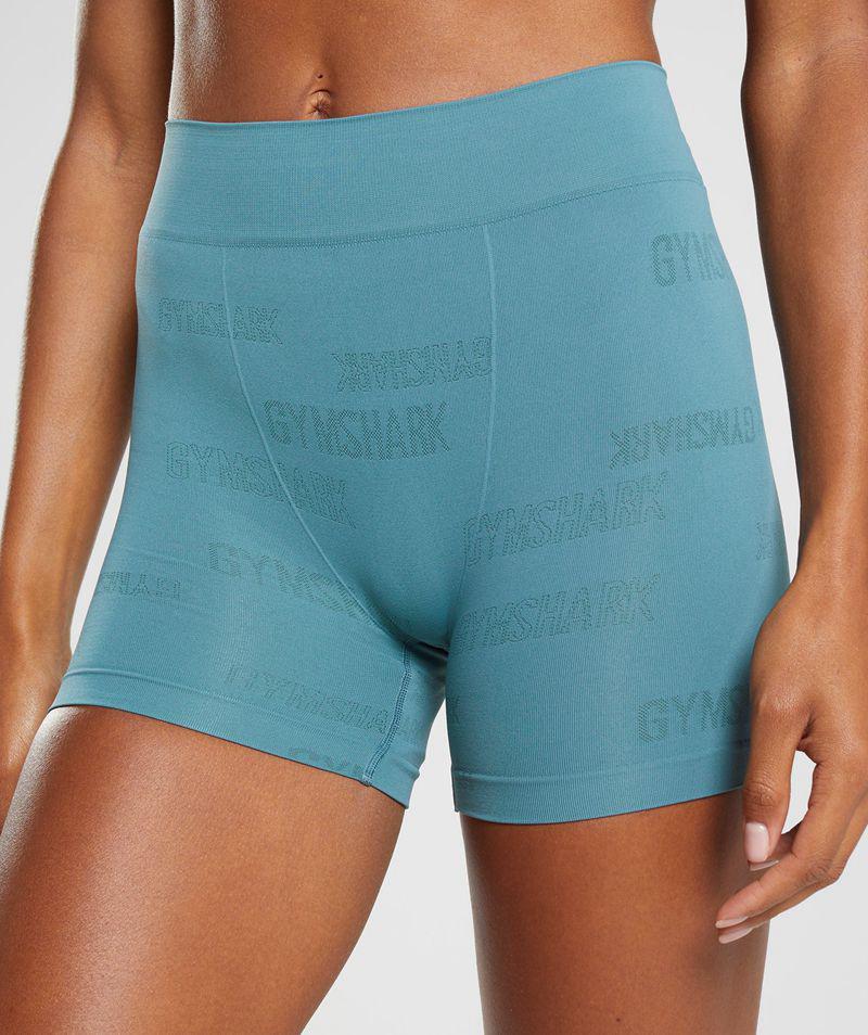 Gymshark Seamless Jacquard Boxers Fehérnemű Női Kék  Hungary |  BQKAY-2867