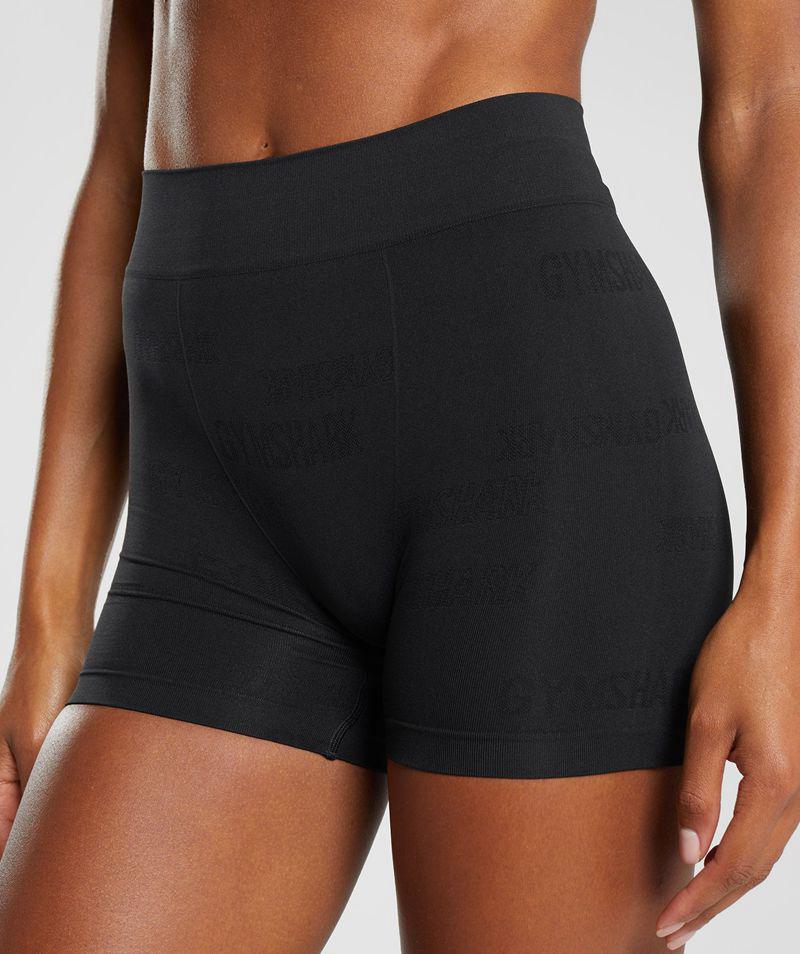 Gymshark Seamless Jacquard Boxers Fehérnemű Női Fekete  Hungary |  TOFIH-7540