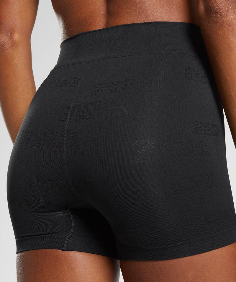 Gymshark Seamless Jacquard Boxers Fehérnemű Női Fekete  Hungary |  TOFIH-7540